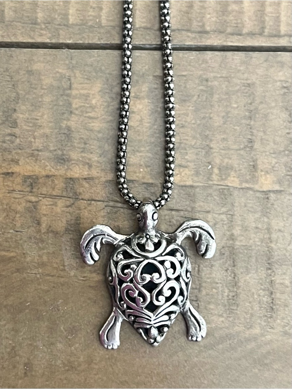 Sterling Silver Filigree Turtle Popcorn Chain Italy 7.89g
